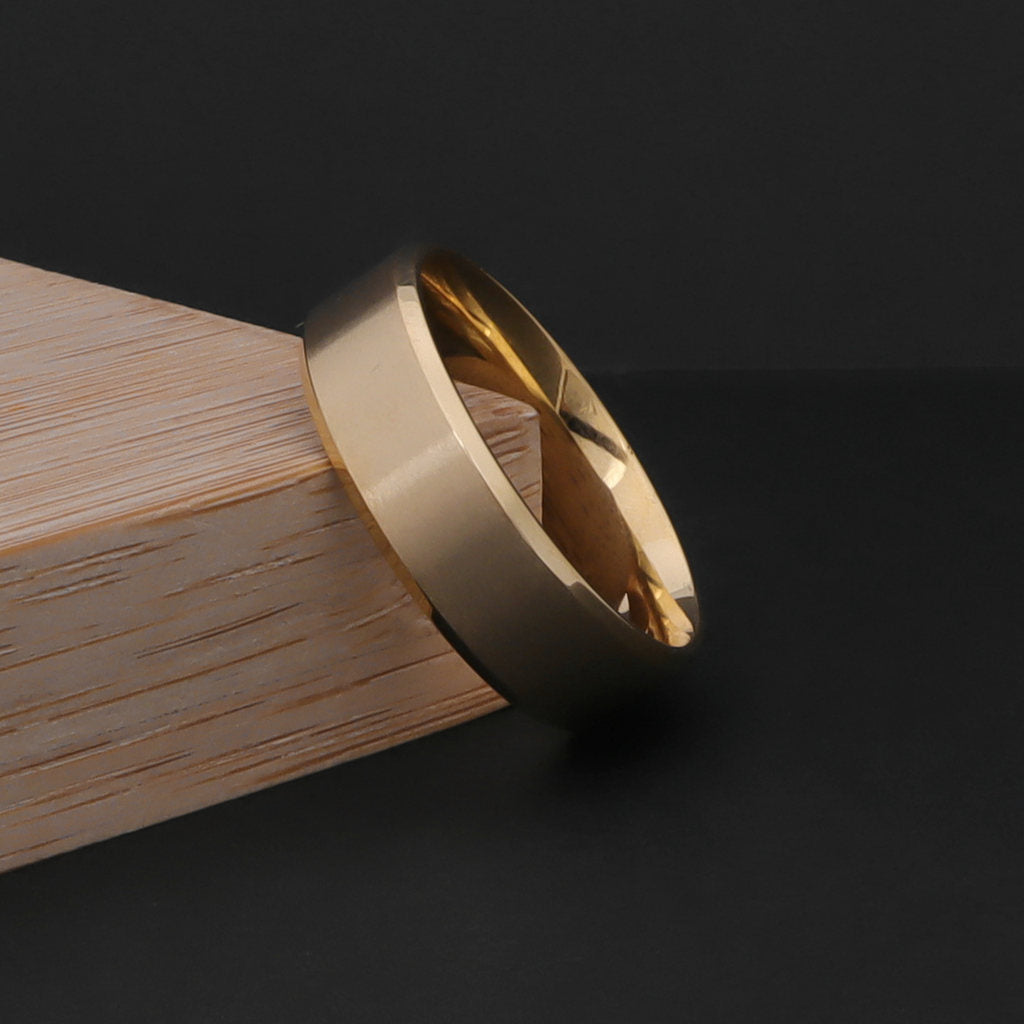 18K Gold Ion-Plated Stainless Steel 8mm Wide Beveled Edge Band Rings-Jewellery, Men's Jewellery, Men's Rings, Rings, Stainless Steel, Stainless Steel Rings-sr0220-4_1-Glitters