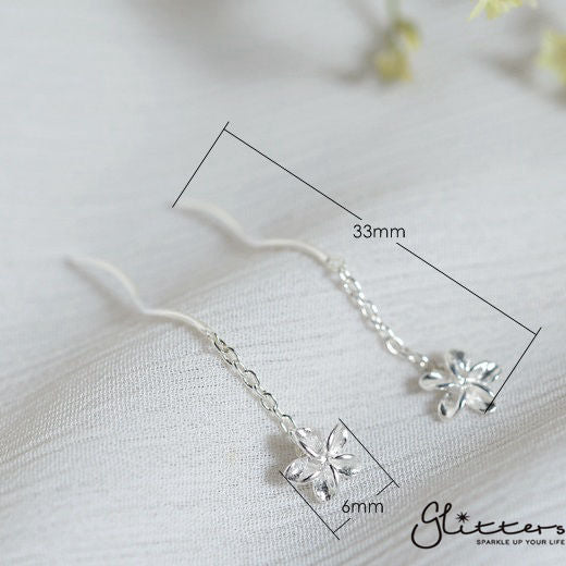 Sterling Silver Frangipani Ear Threader-Chain Earring, Drop Earring, Earrings, Jewellery, Women's Earrings, Women's Jewellery-sse0101-4-Glitters