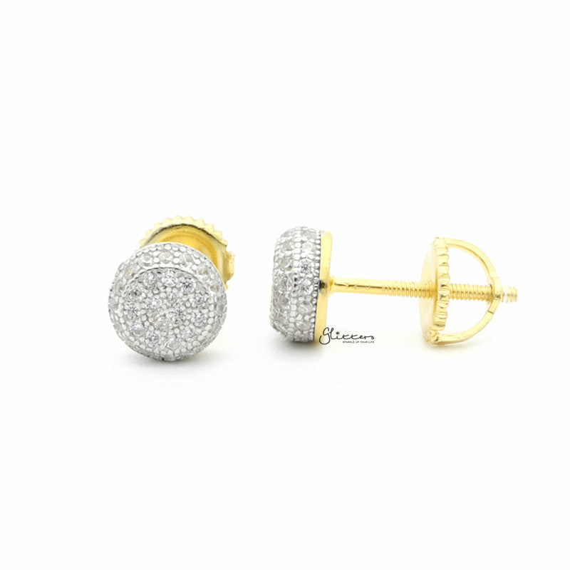 Sterling Silver C.Z Paved Demo Stud Earrings-Cubic Zirconia, earrings, Hip Hop Earrings, Iced Out, Jewellery, Men's Earrings, Men's Jewellery, Stud Earrings, Women's Earrings, Women's Jewellery-sse0407-2_1-Glitters