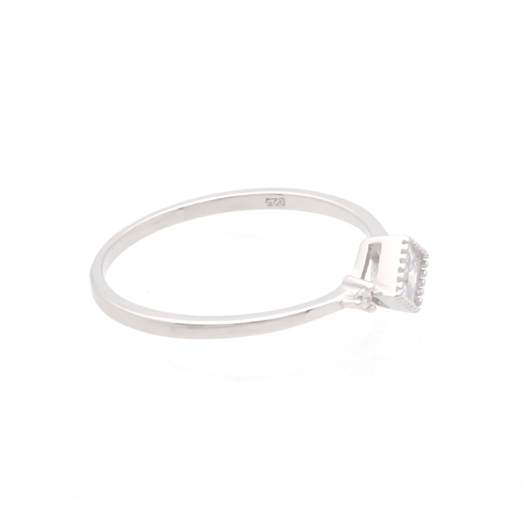 Square CZ Sterling Silver Ring-Cubic Zirconia, Jewellery, Rings, Sterling Silver Rings, Women's Jewellery, Women's Rings-ssr0067-3_1-Glitters