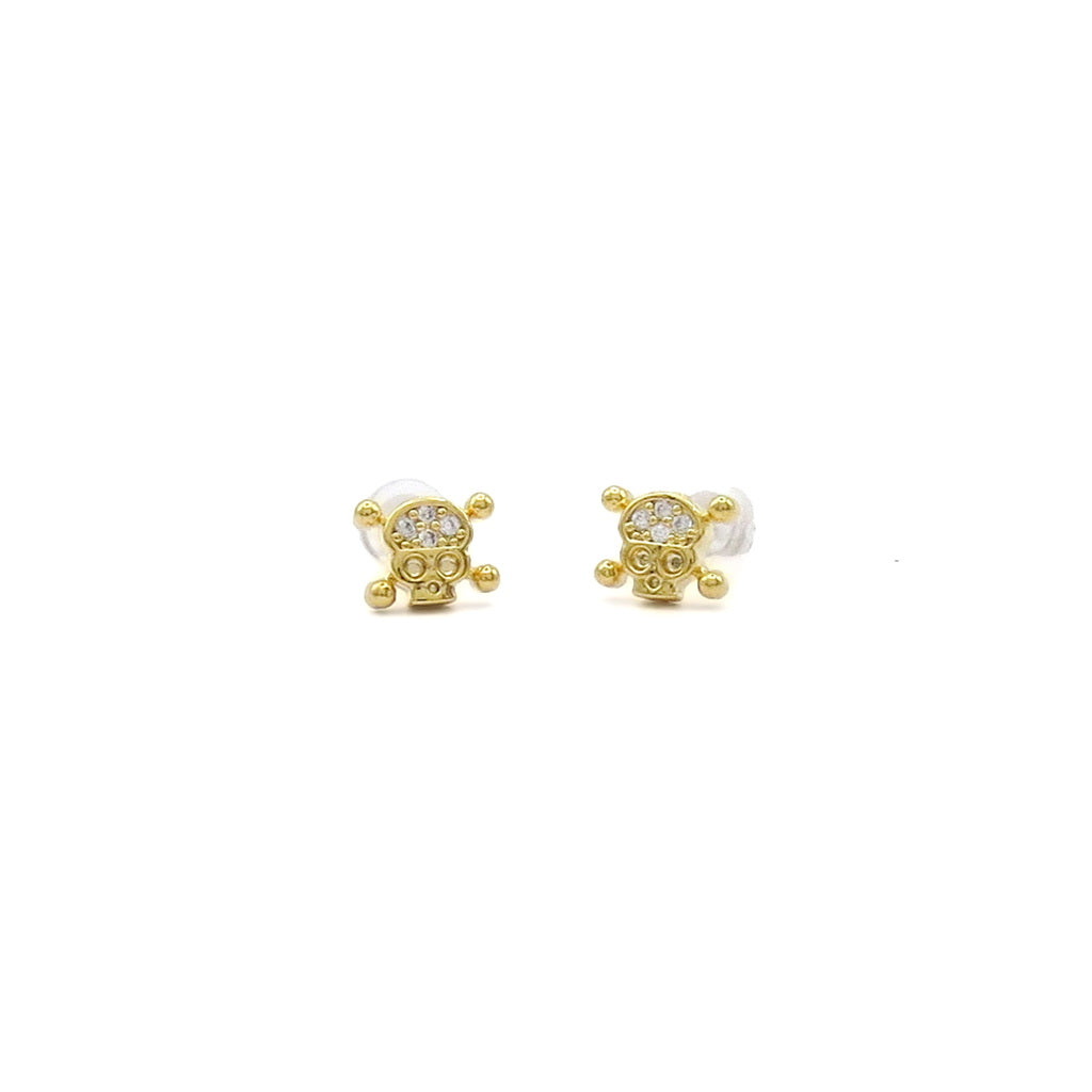 CZ Skull and Crossbones Stud Earrings