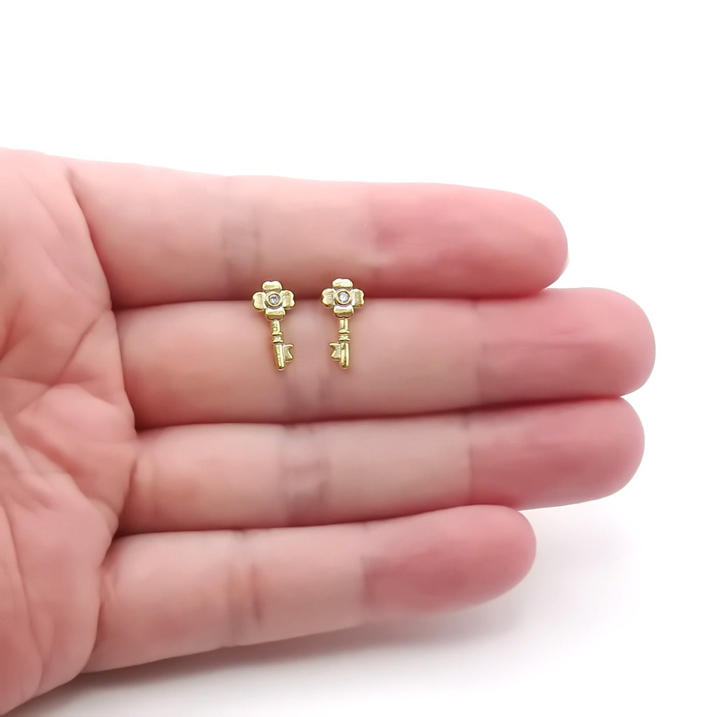 CZ Key Stud Earrings