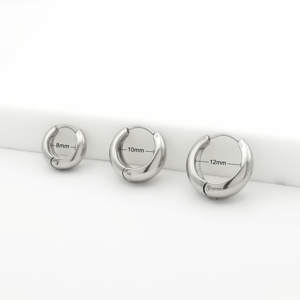 Stainless Steel Tapered Huggie Hoop Earrings - Silver