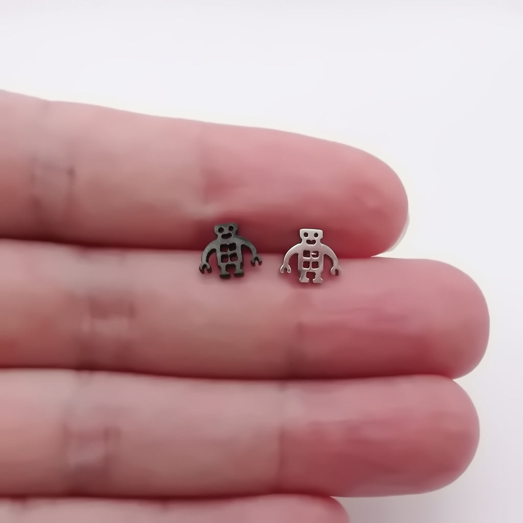 Stainless Steel Robot Fake Plug Earring-Fake Plugs-5-Glitters