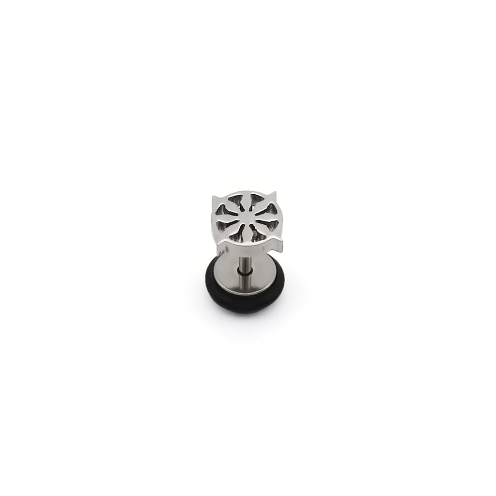 Stainless Steel Ship Wheel Fake Plug Earring