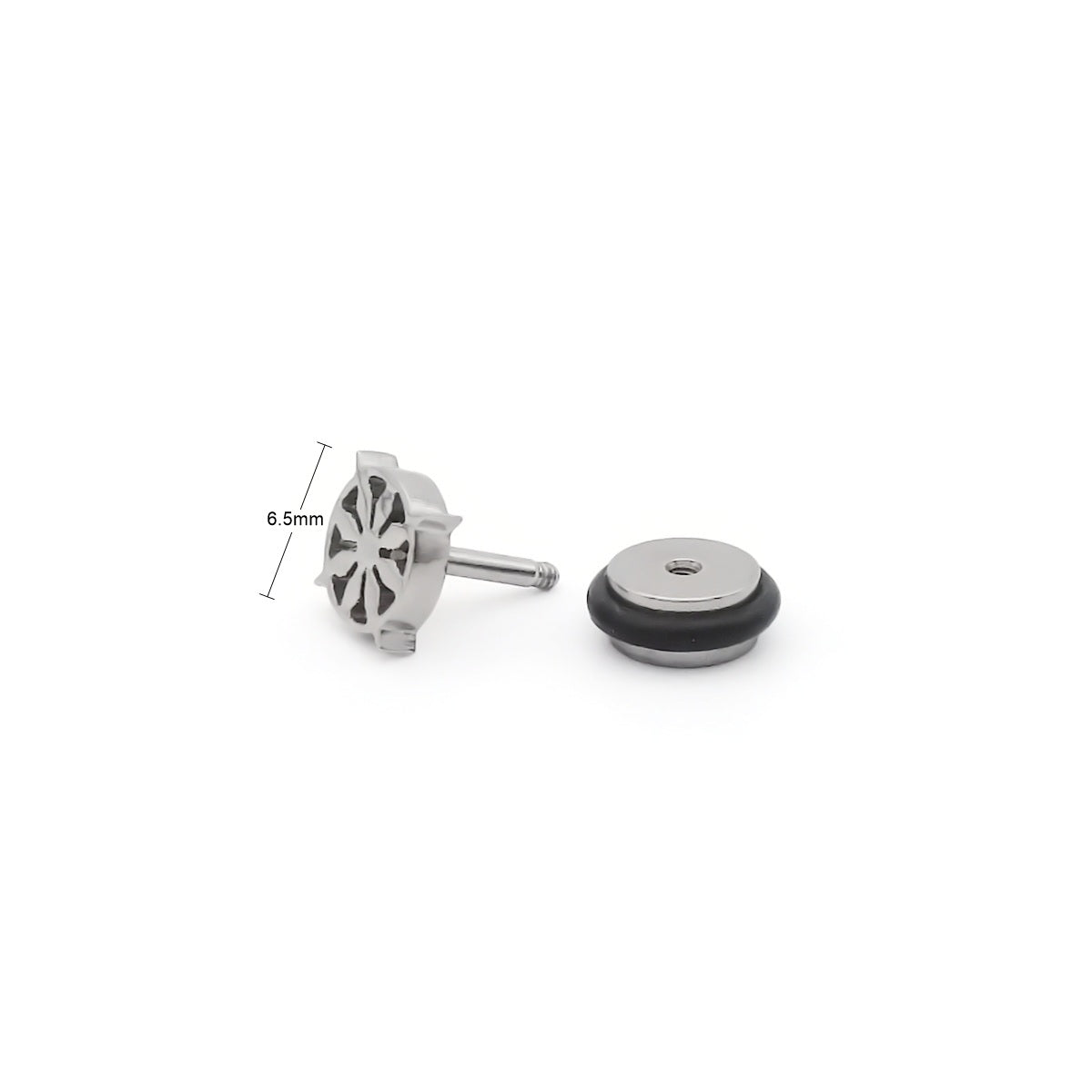 Stainless Steel Ship Wheel Fake Plug Earring