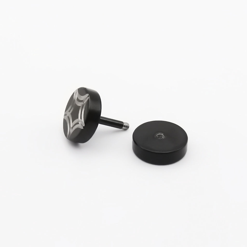 Stainless Steel Engraved Starburst Fake Plug Earring
