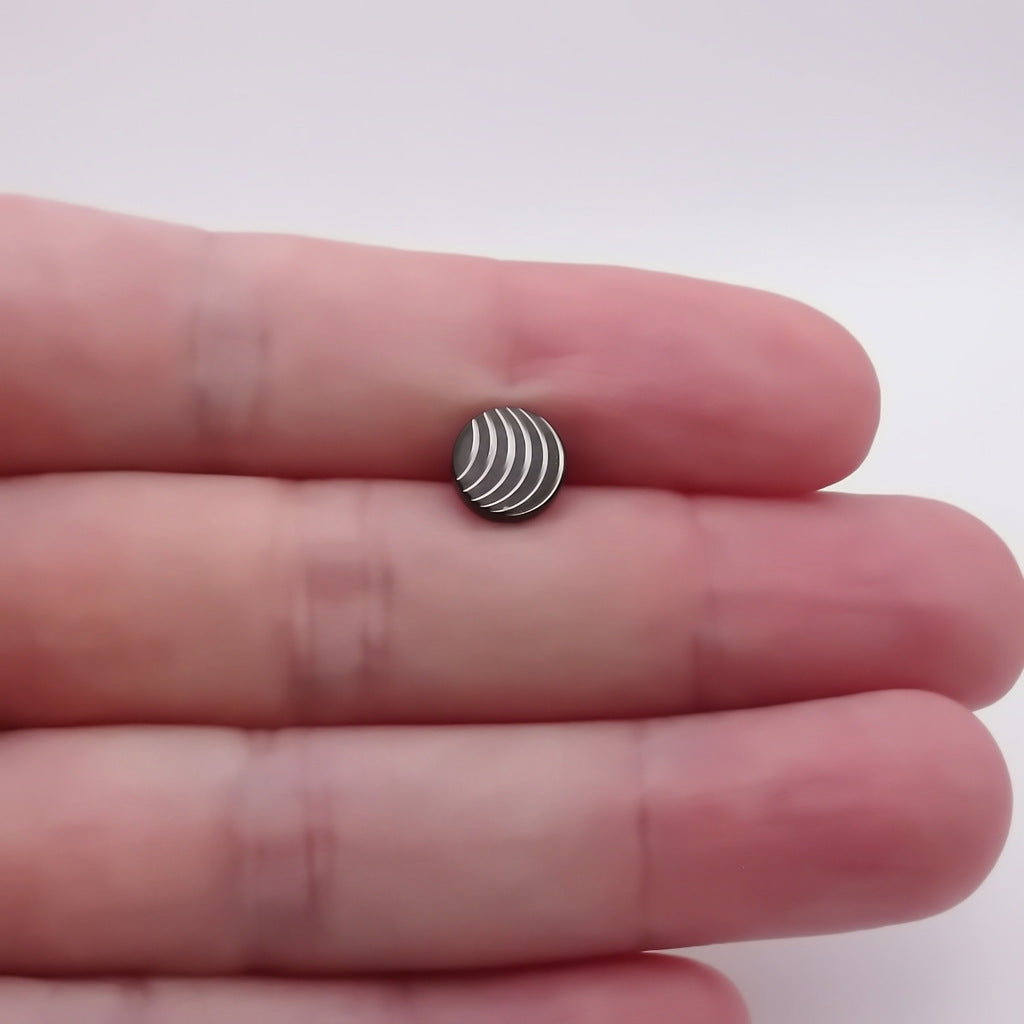 Stainless Steel Engraved Wave Stripe Fake Plug Earring-Fake Plugs-4-Glitters