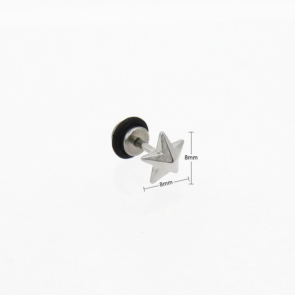 Stainless Steel 3D Star Cheater Plug Earring