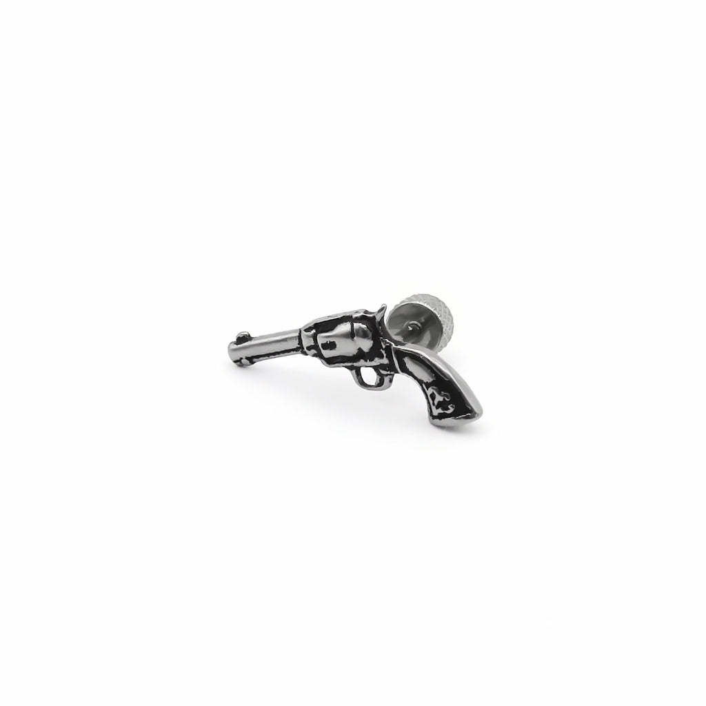 Stainless Steel Gun Revolver Fake Plug Earring
