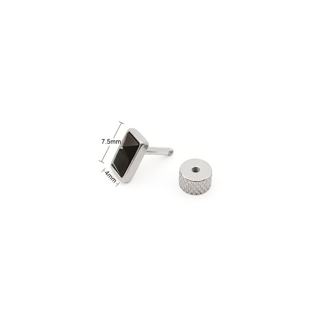 Stainless Steel Rectangular Pyramid Fake Plug Earring-Fake Plugs-3-Glitters