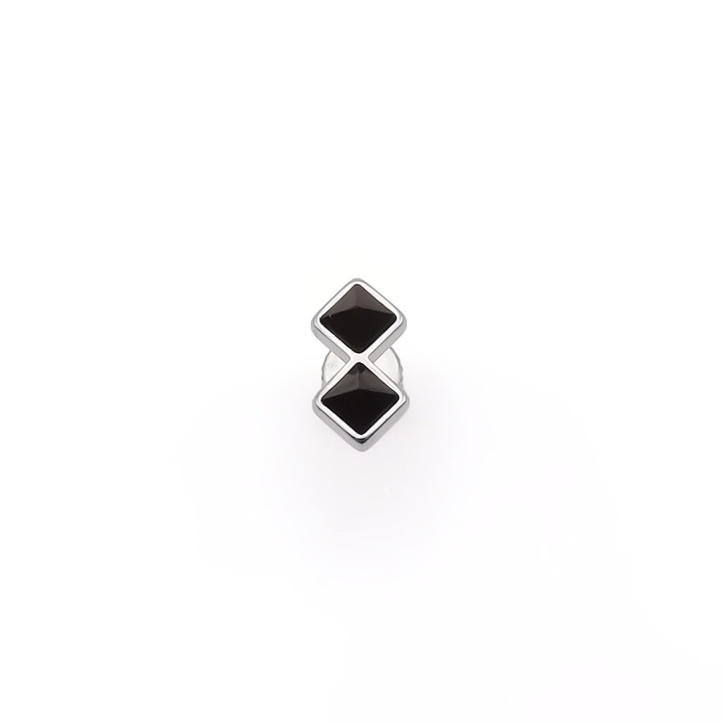 Stainless Steel Double Diamond Geometric Fake Plug Earring