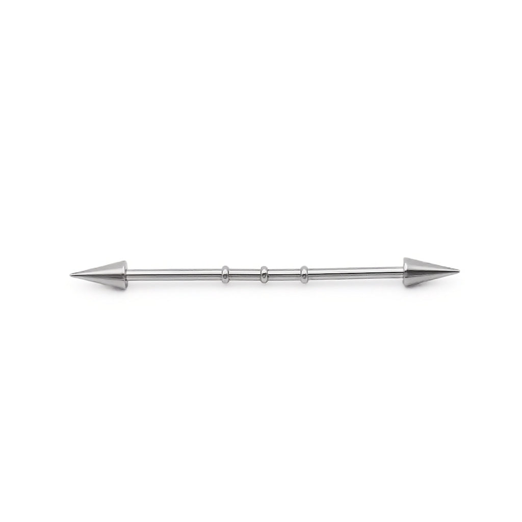 316L Surgical Steel 3-Notched Spike Industrial Barbell