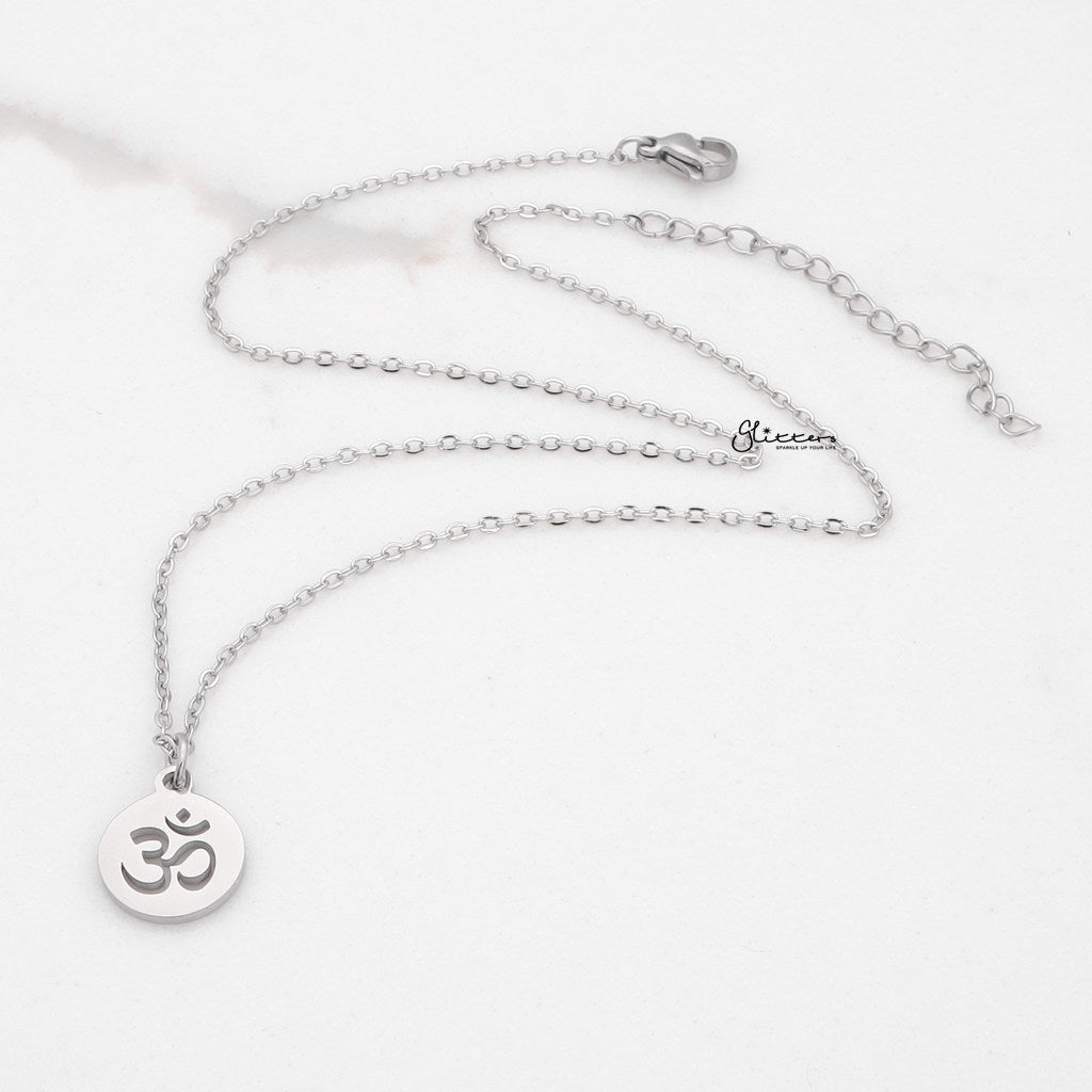 Om Pendant Stainless Steel Necklace - Silver-Necklaces-2-Glitters