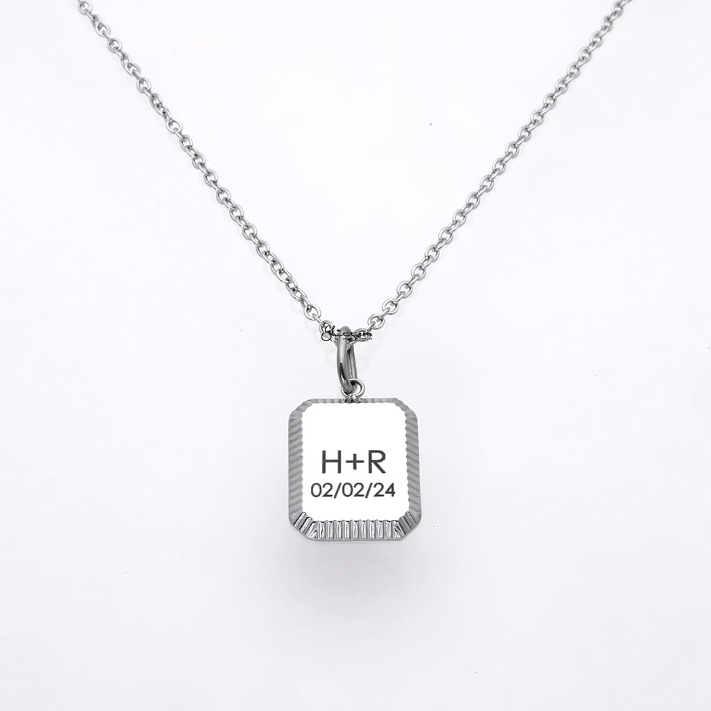 Personalised Embossed Rectangle Pendant Necklace-Personalised Jewellery-2-Glitters