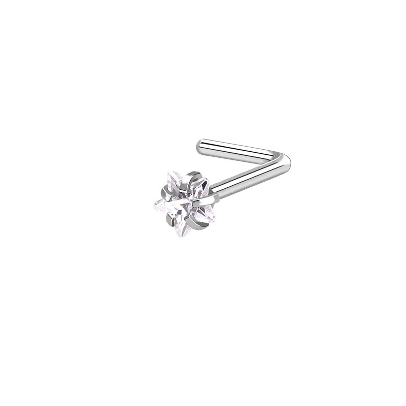 3mm Star C.Z L Bend Nose Stud