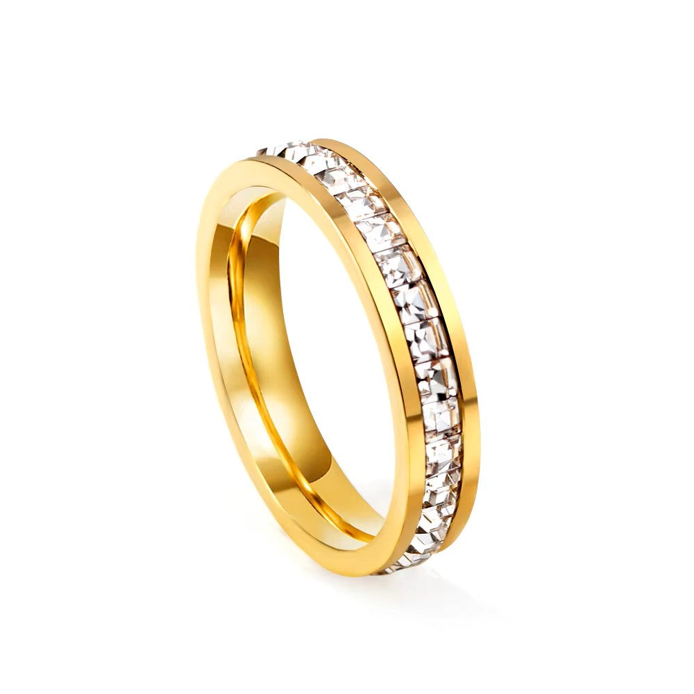 Stainless Steel Square CZ Paved Band Ring - Gold-Stainless Steel Rings-4-Glitters