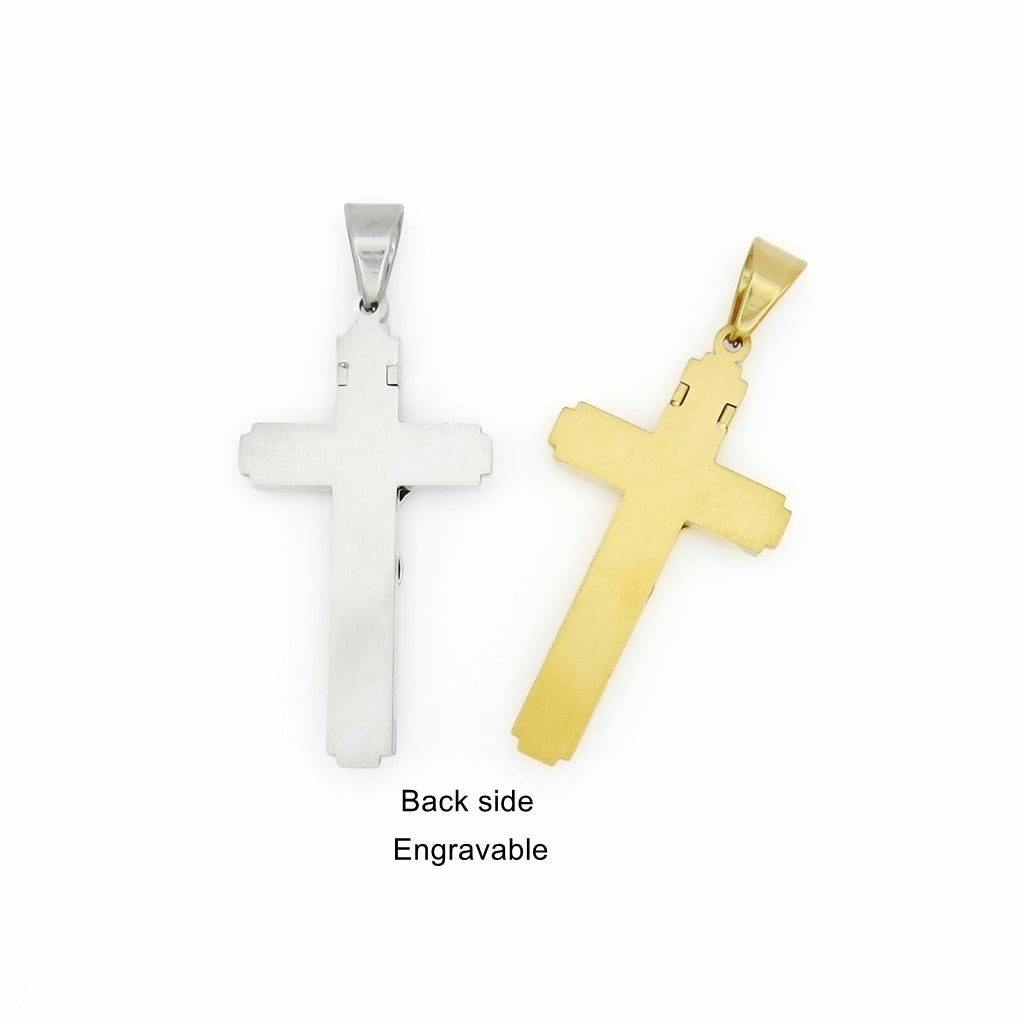 Stainless Steel INRI Crucifix Cross Pendant - Gold