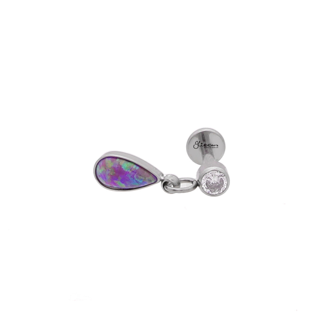 Teardrop Opal Internally Threaded Flat Back Stud-Tragus | Cartilage | Daith | Conch-5-Glitters