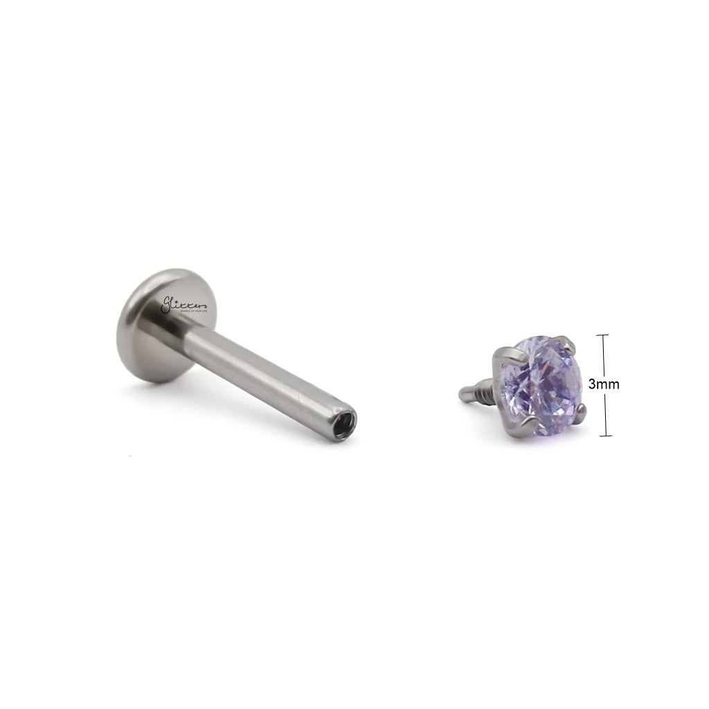 Titanium Internally Threaded Replacement CZ Top - Tanzanite