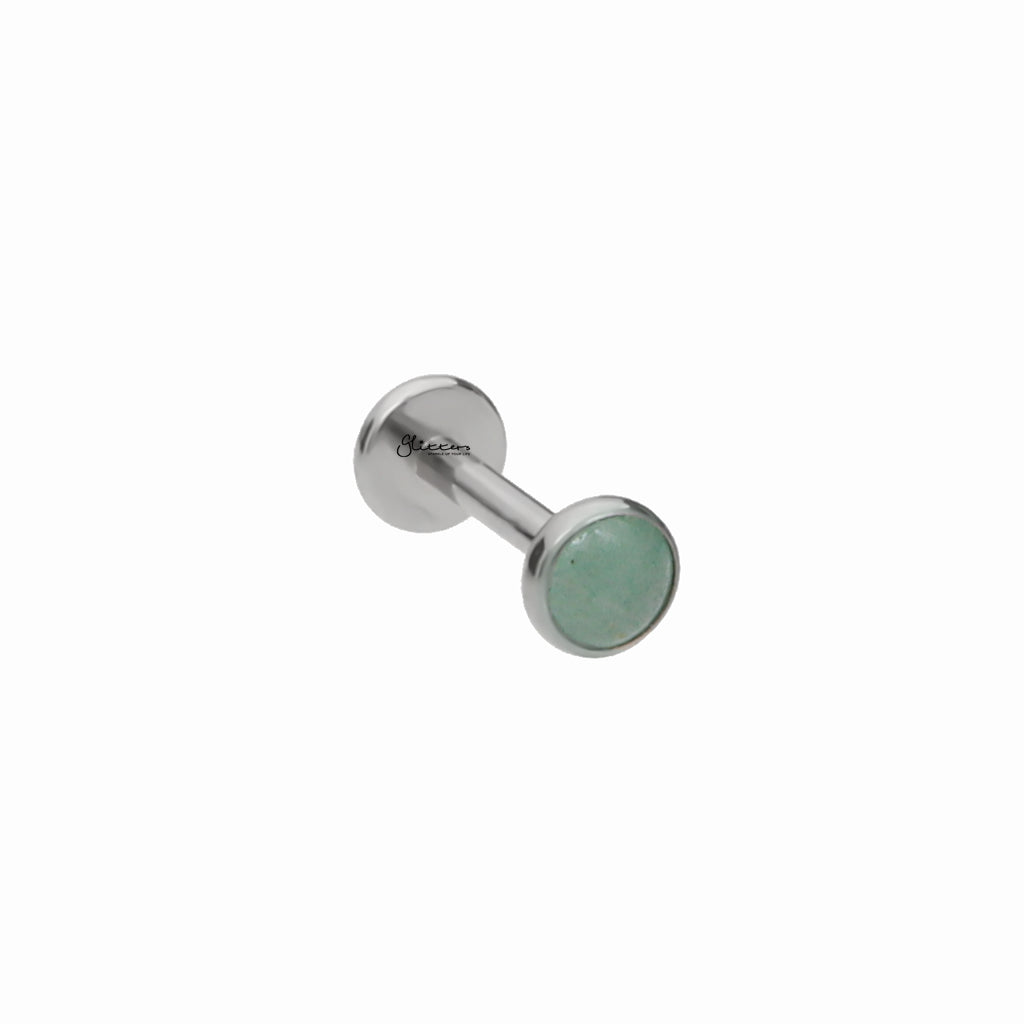 Green Aventurine Top Titanium Flat Back Stud Earrings-Tragus | Cartilage | Daith | Conch-2-Glitters