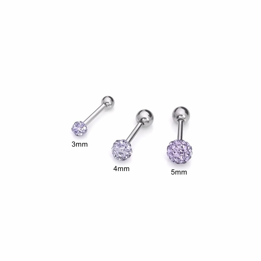 Ferido Crystal Disco Ball Top Tragus Barbell - Tanzanite-Tragus | Cartilage | Daith | Conch-3-Glitters