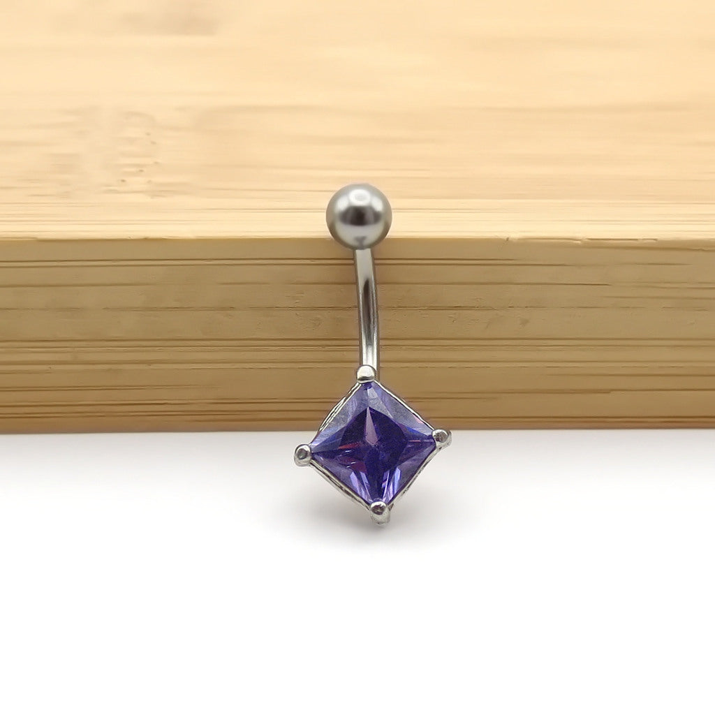 Square CZ Belly Button Rings-Belly Rings-7-Glitters