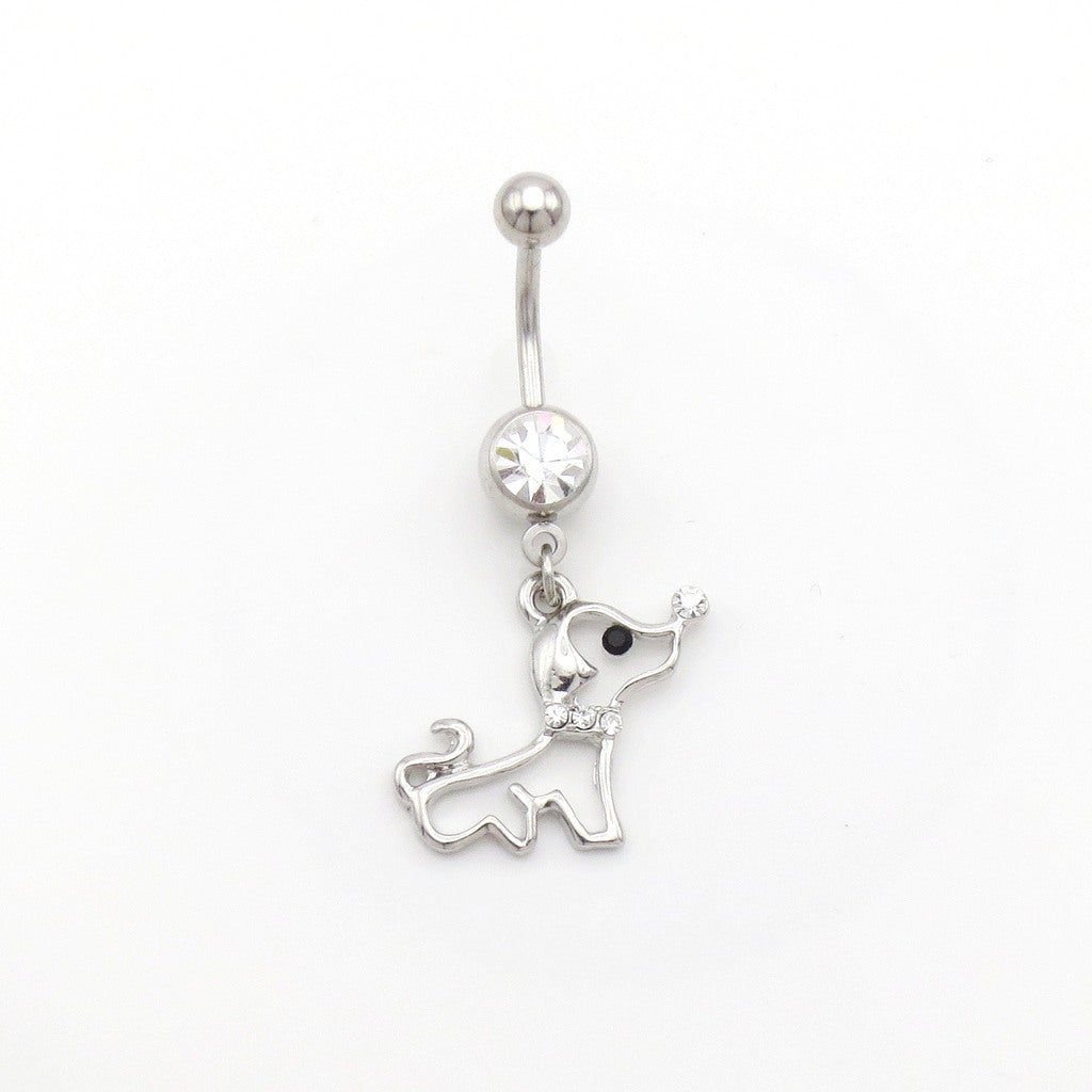 Dog Dangle Belly Button Ring-Belly Rings-1-Glitters