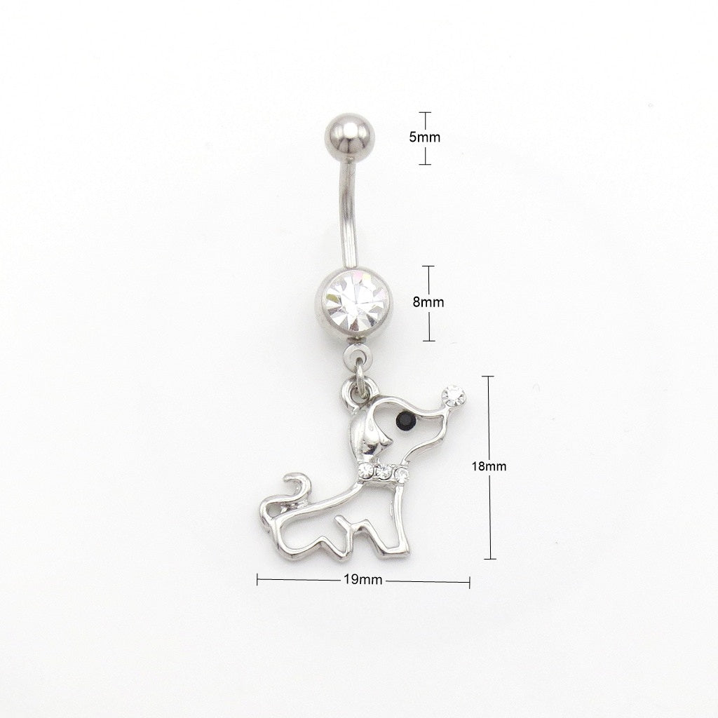Dog Dangle Belly Button Ring-Belly Rings-3-Glitters