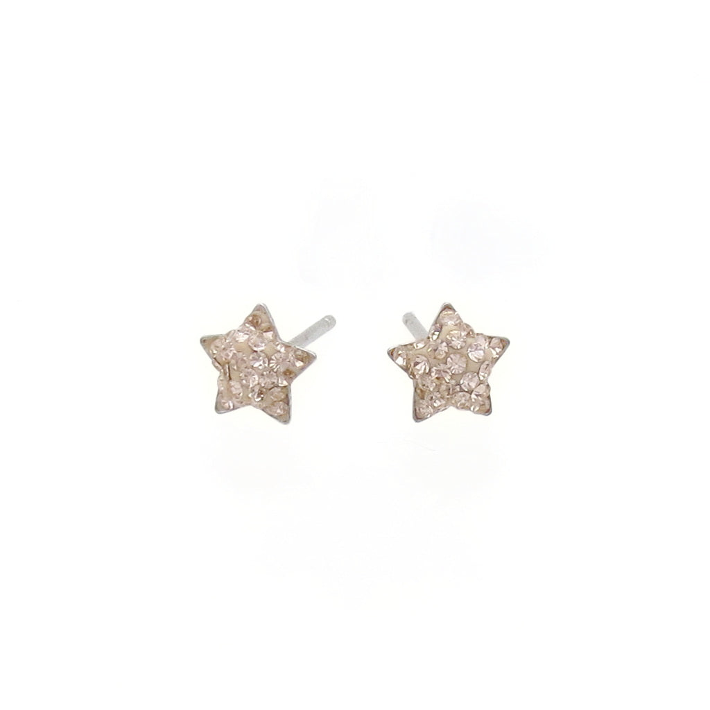 Sterling Silver Pave Crystal Star Stud Earrings-Earrings-6-Glitters