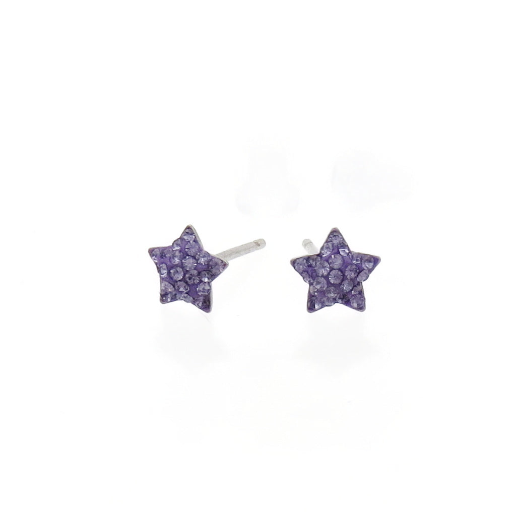Sterling Silver Pave Crystal Star Stud Earrings-Earrings-5-Glitters