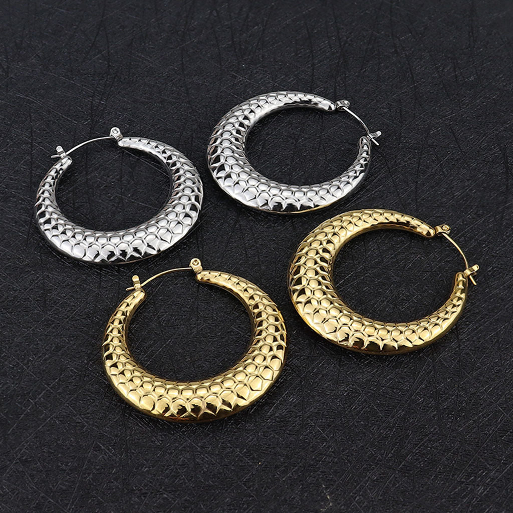 Stainless Steel Chunky Hoop Earrings - Gold-Earrings-3-Glitters