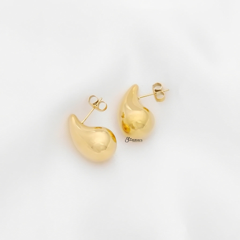 Stainless Steel Small Teardrop Earrings - Gold-Earrings-1-Glitters