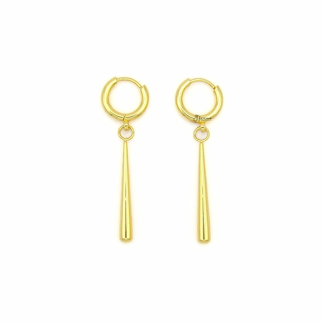 Stainless Steel Minimalist Bar Drop Hoop Earrings