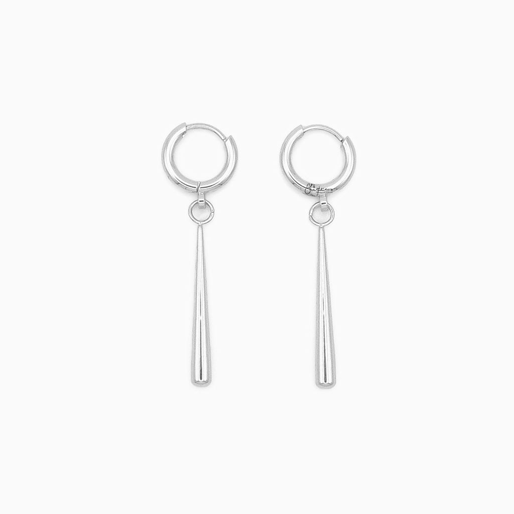 Stainless Steel Minimalist Bar Drop Hoop Earrings