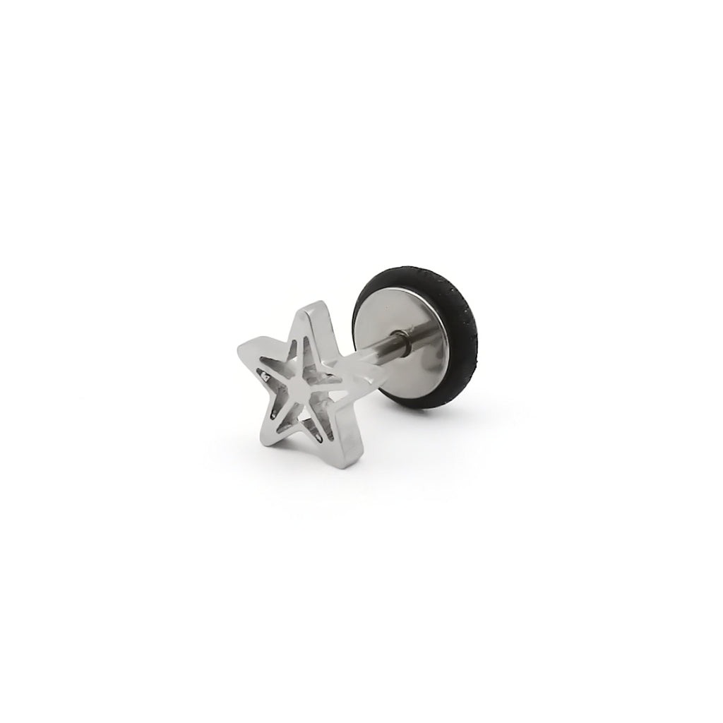 Stainless Steel Cutout Star Fake Plug Earring