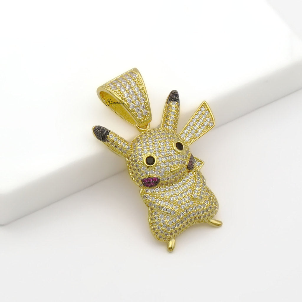 18Kゴールドメッキ アイスアウト ピカチュウペンダント | グリッター