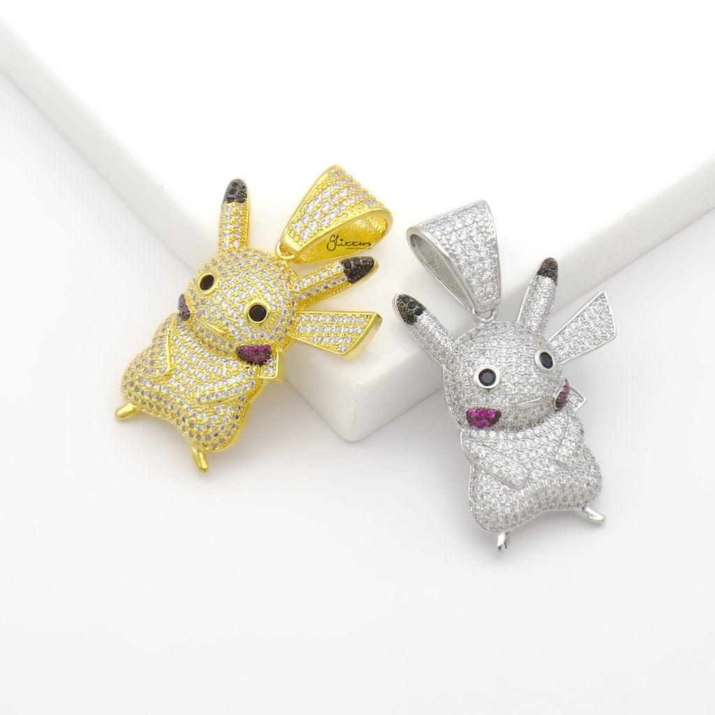 18Kゴールドメッキ アイスアウト ピカチュウペンダント | グリッター