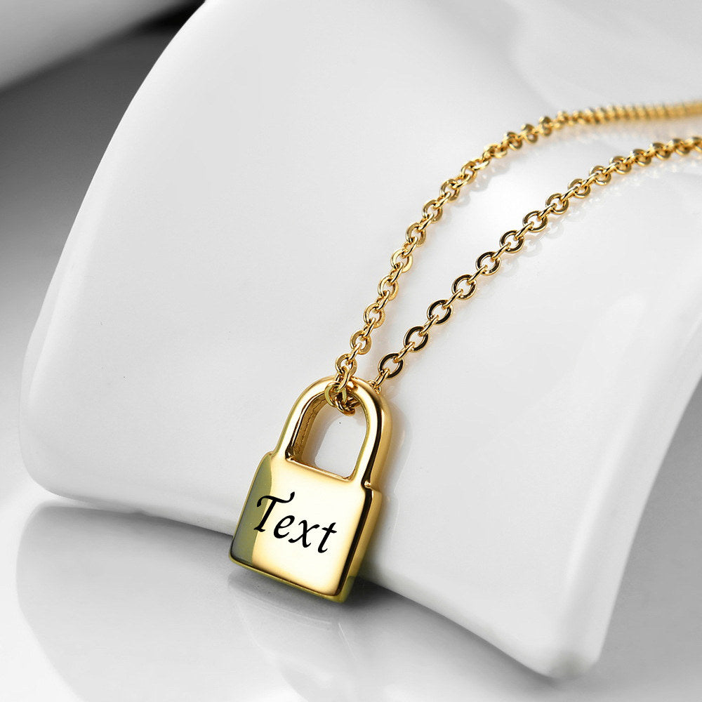 Stainless Steel Square Padlock Necklace