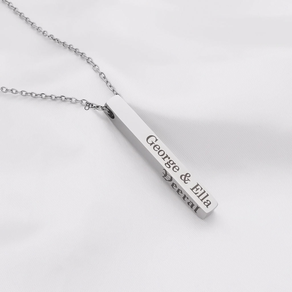 Personalised 3D Bar Necklace-Personalised Jewellery-5-Glitters