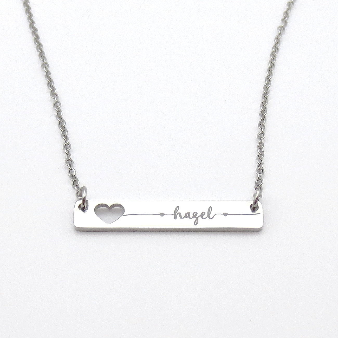 Personalised Heart Cut-Out Link Bar Necklace