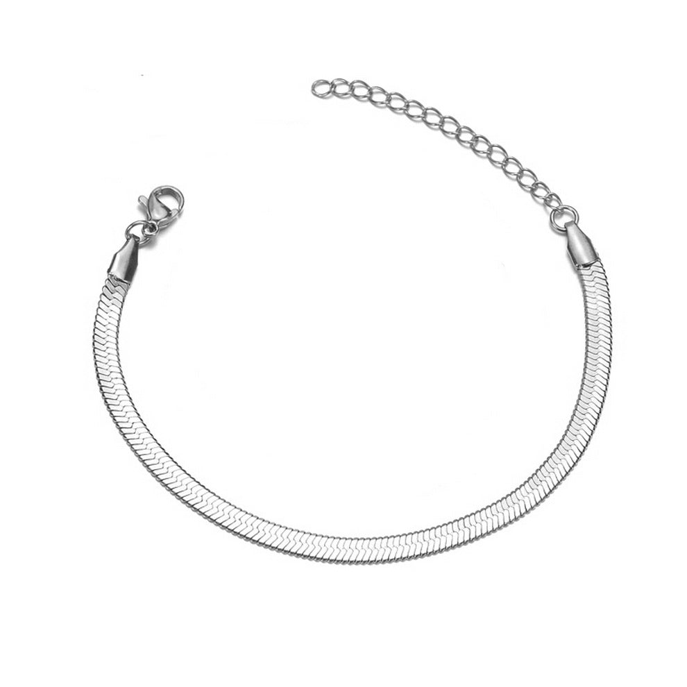 Stainless Steel 4mm Herringbone Chain Bracelet-Stainless Steel Bracelets-1-Glitters