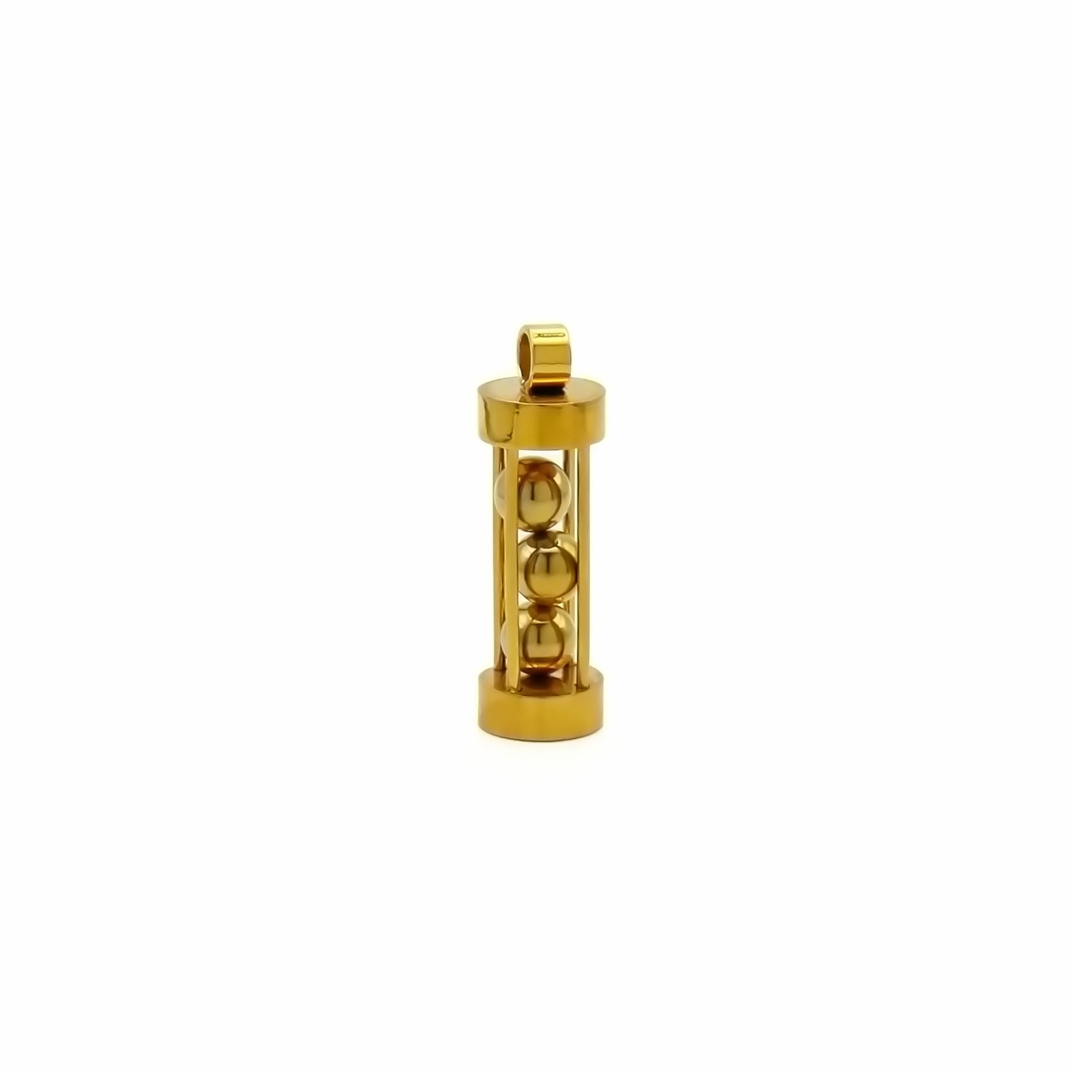 Stainless Steel Tube with 3 Balls Pendant - Gold-Pendants-1-Glitters