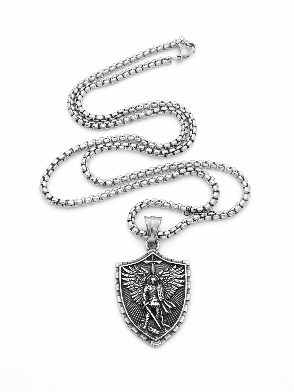 Stainless Steel St. Michael Pendant-Pendants-4-Glitters