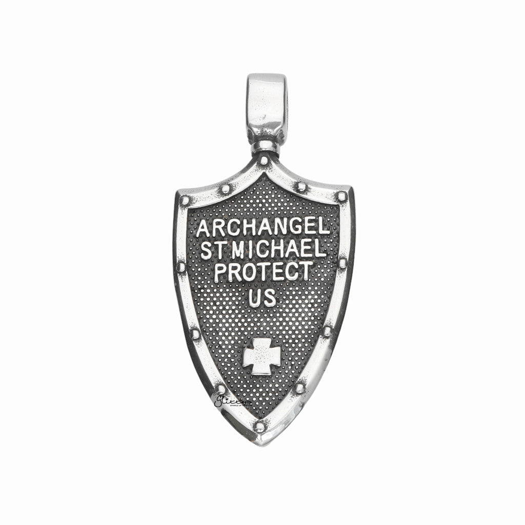 Stainless Steel St. Michael Shield Shape Pendant-Pendants-2-Glitters