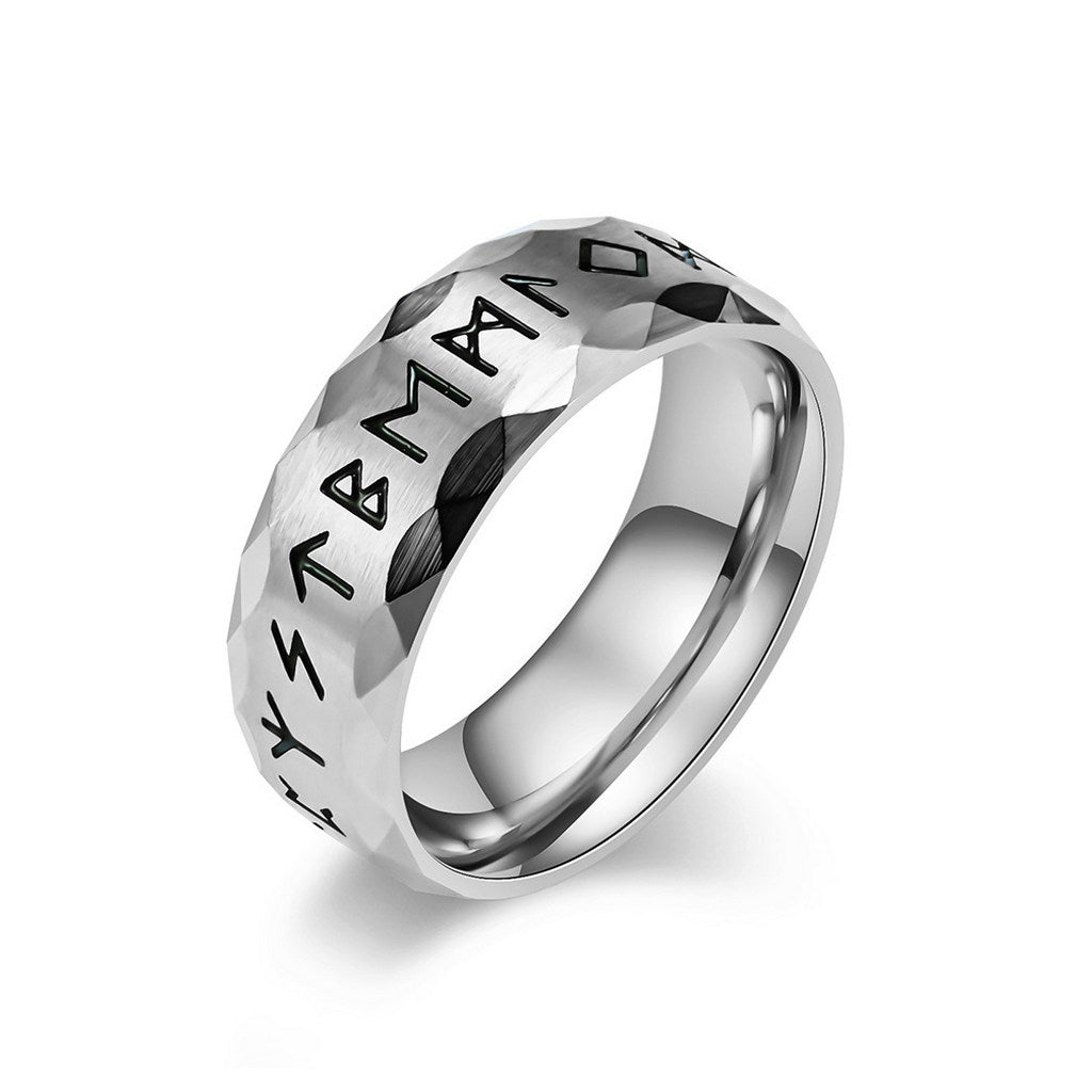 Stainless Steel Viking Norse Rune Ring - Silver-Stainless Steel Rings-1-Glitters