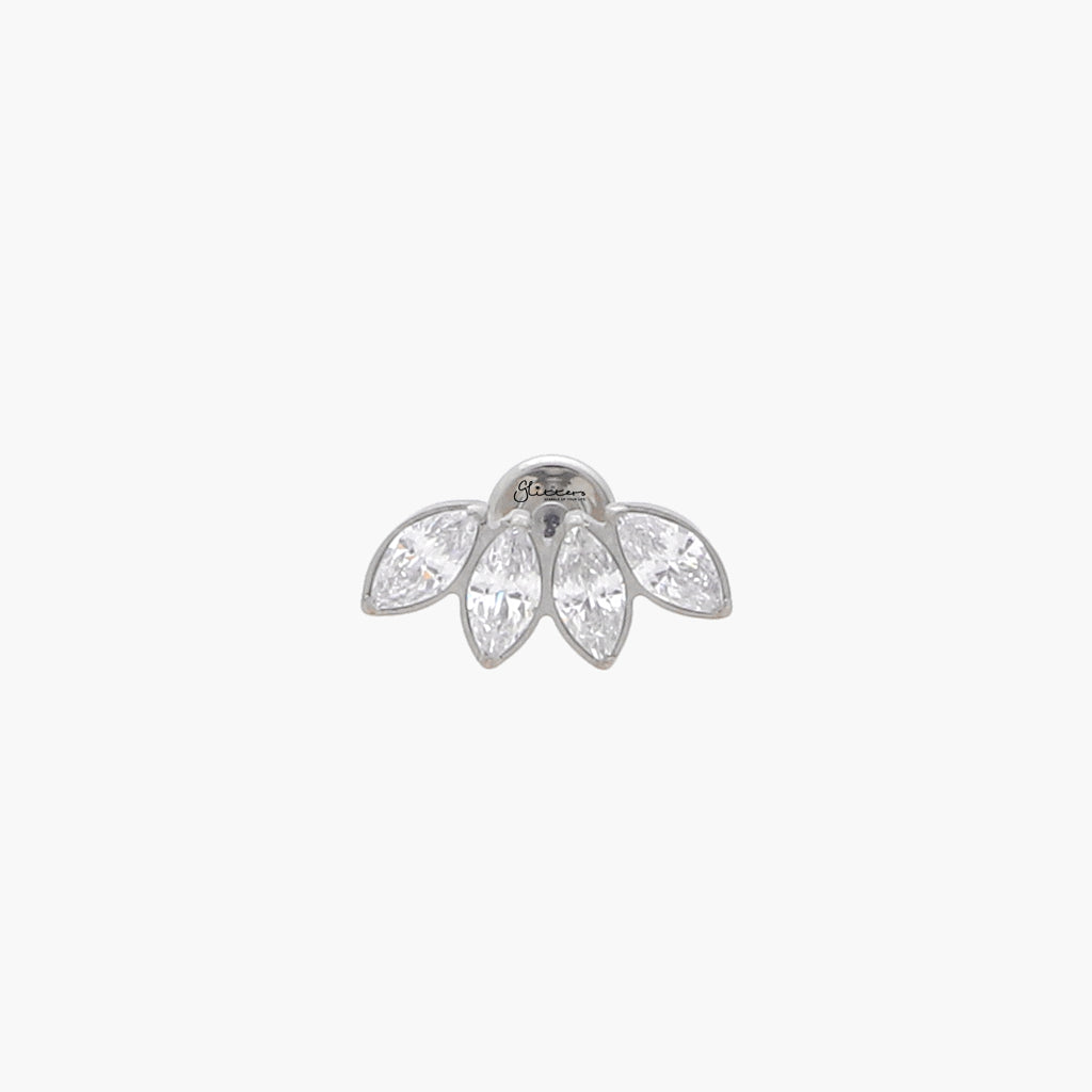 4 Marquis CZ Top Internally Threaded Flat Back Stud-Tragus | Cartilage | Daith | Conch-3-Glitters