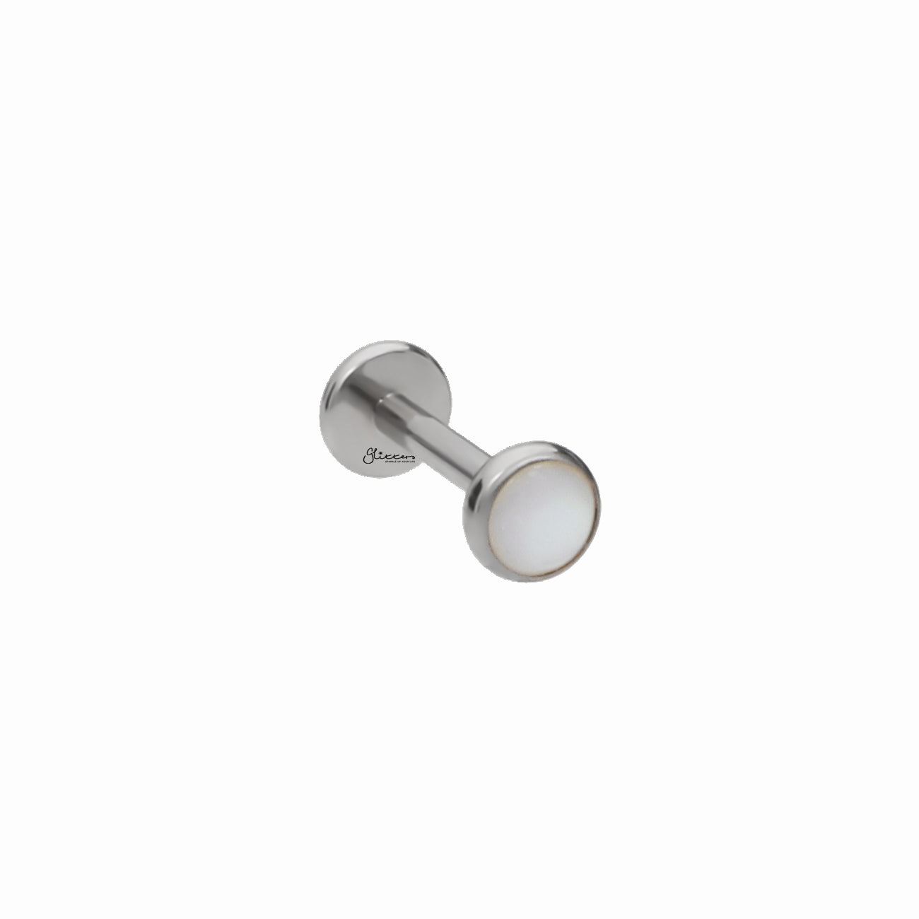 White Shell Top Titanium Flat Back Stud Earrings-Tragus | Cartilage | Daith | Conch-2-Glitters