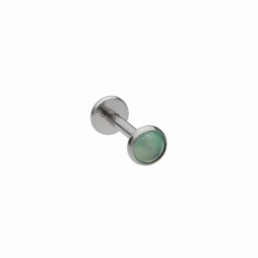 Green Onyx Top Titanium Flat Back Stud Earrings-Tragus | Cartilage | Daith | Conch-2-Glitters