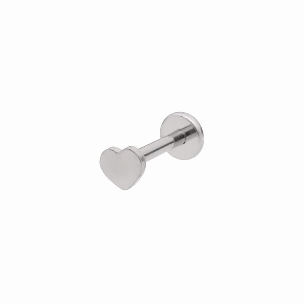 Heart Top Titanium Flat Back Stud Earrings-Tragus | Cartilage | Daith | Conch-1-Glitters